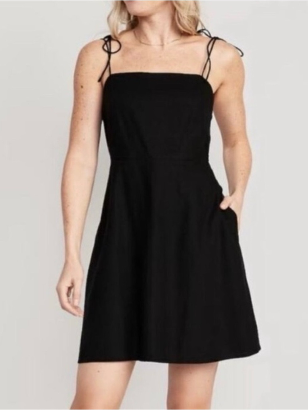 Black Tie Spaghetti Strap Women's Mini Dress